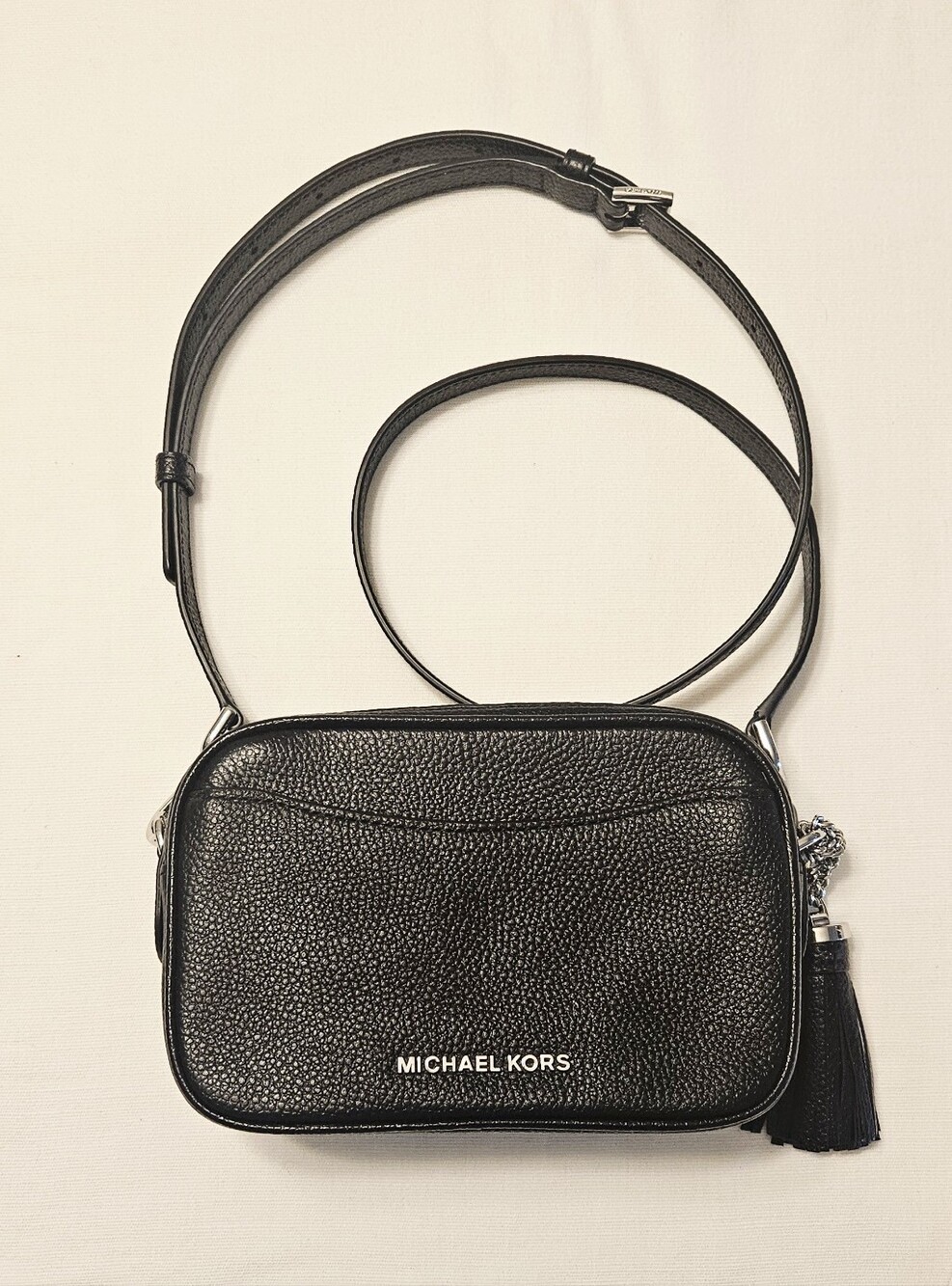 Michael Kors Black Pebbled Leather Crossbody with Tassel